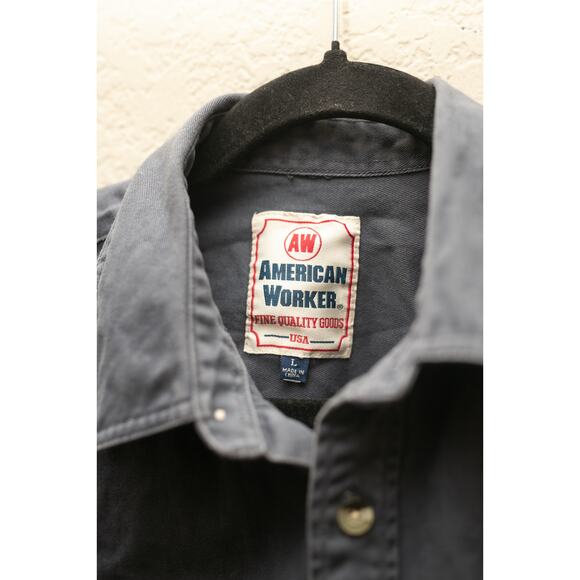 American Worker Gray Canvas Work Shirt – Heavy Twill Overshirt, Size L - Picture 3 of 4